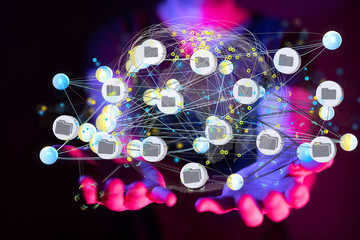 data Internet infrastructure concept. Abstract technology background. 3D rendering.