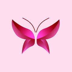 Glowing pink butterfly logo design