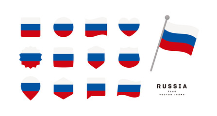 Russia flag icon set vector illustration