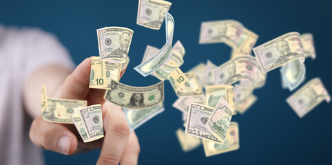 capital euro money rain isolated black background 3d.