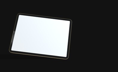 Photo Black tablet computer with blank 3d black background
