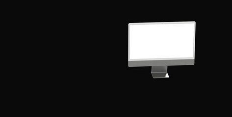Workspace blank screen desktop computer, Mockup computer background dark black