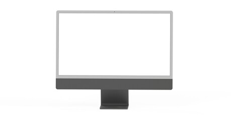 Computer display mock up with blank white screen. Stylish desktop computer mockup.