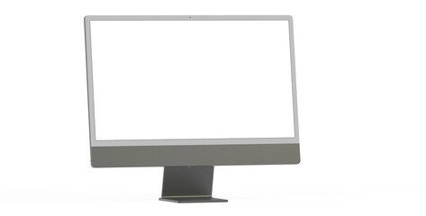 Computer display mock up with blank white screen. Stylish desktop computer mockup.