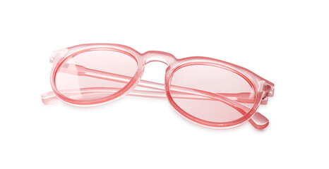 Beautiful stylish protective sunglasses isolated on white
