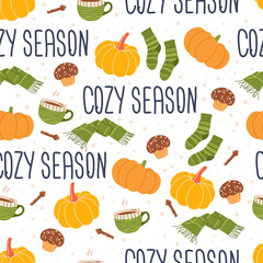 Autumn seamless pattern with 