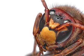 Close-up portrait of European hornet, Vespa crabro