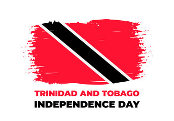 Trinidad and Tobago Independence Day lettering with grunge flag. National holiday celebrated on August 31. Vector template for typography poster, banner, greeting card, flyer