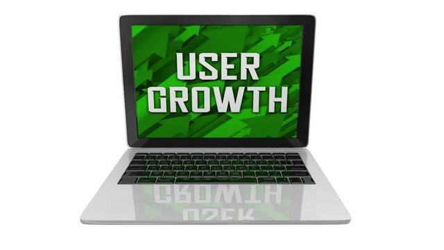 User Growth New Customer Install Base App Software Downloads Laptop Computer 3d Animation