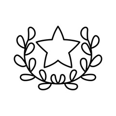 Isolated laurel leaves wreath icon with a star VEctor illustration