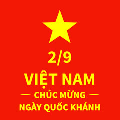 Obraz premium Happy Vietnam Independence Day lettering in Vietnamese. National holiday celebrated on September 2. Vector template for typography poster, greeting card, banner, flyer
