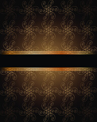Elegant seamless wallpaper with golden fine decoration and place for your text. 