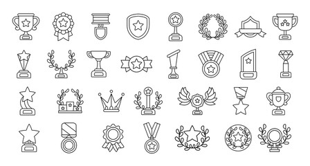 Set of trophies and medals Vector rillustration