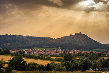 Fototapeta na wymiar Ruins of Děvičky castle (Dívčí hrady) in Pavlov, Palava, Czech republic
