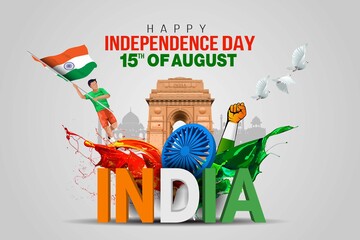 happy independence day India. vector illustration of Indian flag and 3d letter. poster, banner , template design
