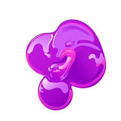 Purple slime stain, splash or blob. Pink jelly in cartoon flat style. Vector design elements..