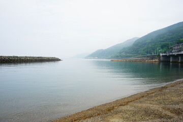 Fog on Mountain and Seashore of Shimonada in Ehime, Japan - 日本 愛媛県 下灘 海 山霧