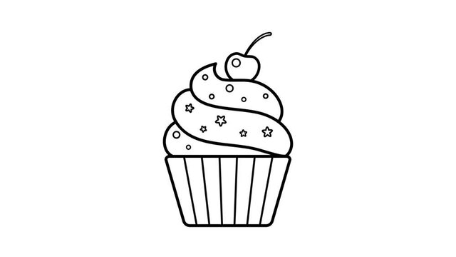 Animation with cupcake with alpha channel. Food icon. Transparent background. Dynamic, minimalistic web design for cafe, restaurant, confectionery. Pastry for Birthday, holiday, party. Dessert 