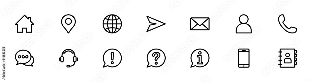 Poster contact us icon set. web icon set. website set icon vector