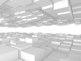 White cubes structure. Abstract futuristic background.