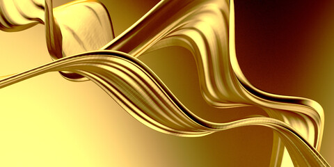 Fototapeta premium Golden abstract wavy liquid background