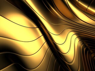 Golden abstract wavy liquid background