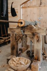 Woodworking process, making wooden pipe, didgeridoo 