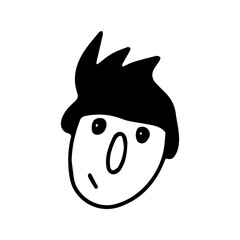 Doodle guy face. Black and white vector isolated illustration.