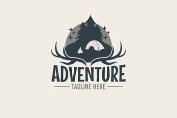 adventure camp logo vector graphic for any business especially for outdoor activity, summer holiday, sport, adventure, etc.