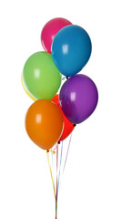 Bunch of colorful balloons on white background