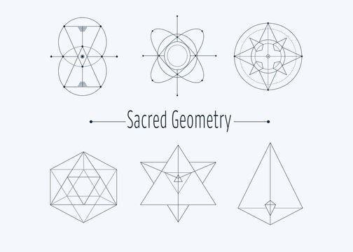 Sacred Geometry Big Pack. Vector Art. Illustration. Shape.Geometric. Black Symbols. White Symbols.