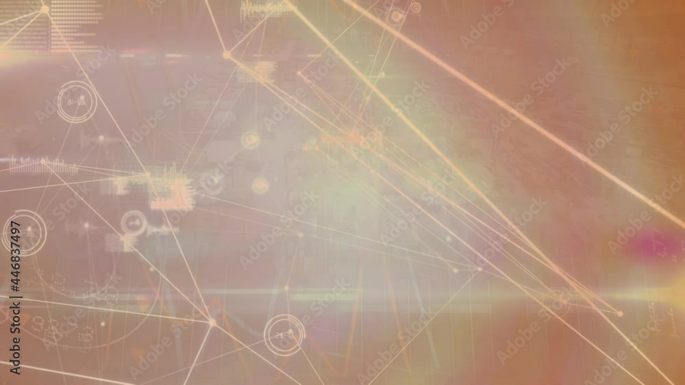 Poster animation of network of connections with icons over port