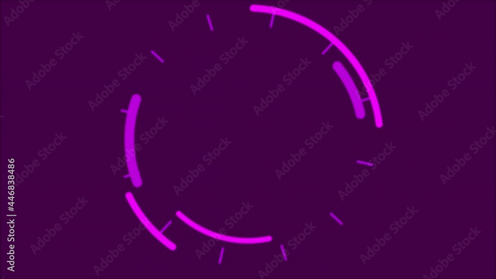 Aufkleber animation of circular pink scope rotating, with bokeh lights and mirrorball