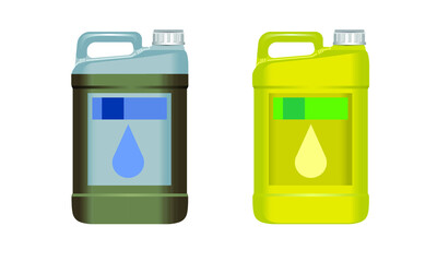 Fuel Or Oil Canister Gallon For Car Engine Vector. Automobile Lubricant, Diesel Or Gas Blank Plastic Canister. Auto Energy Gasoline Jerrycan Container Template Realistic 3d Illustration