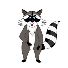 Fototapeta na wymiar cute cartoon raccoon vector Illustration isolated on white background