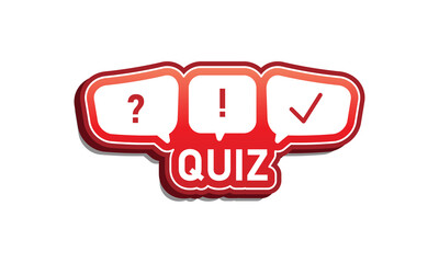 Quiz logo with speech bubble symbols, concept of questionnaire show sing, quiz button, question competition, exam,