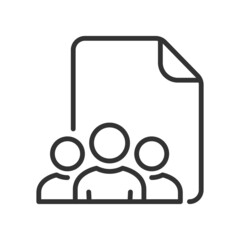 Business meeting planning survey agenda selection evaluation focus group vector icon. File with user profile icon