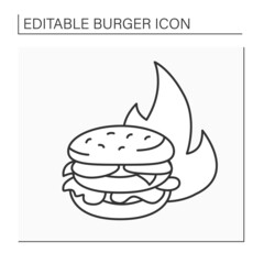 Sandwich line icon. Delicious burger for low price. Best offer. Hot proposal. Fast food concept. Isolated vector illustration. Editable stroke