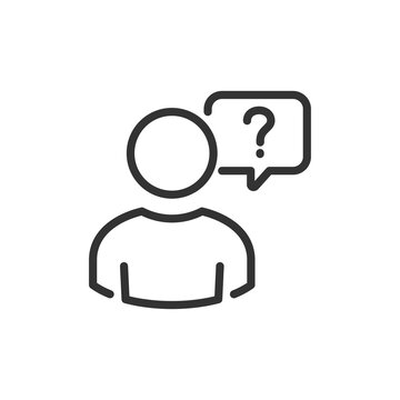 Chat, dialog icon. Ask icon faq. Question Mark Icon Vector With Person Message Male User Avatar. Customer support, Help center