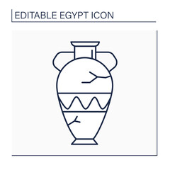 Ancient jar line icon. Amphora with long neck and two handles. Ancient Egyptian jar for vine. Egypt concept. Isolated vector illustration. Editable stroke