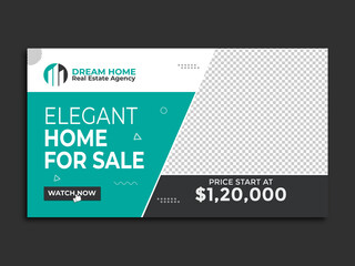 Fototapeta premium Home sale youtube thumbnail real estate agency rent or web banner template & video thumbnail template.
