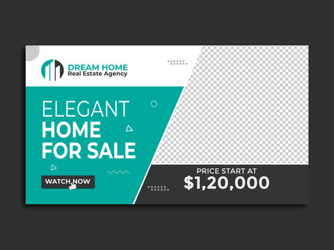 Home Sale Youtube Thumbnail Real Estate Agency Rent Or Web Banner Template & Video Thumbnail Template.