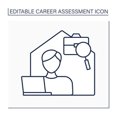 Independence line icon. Freelance. Remote work from home. Career assessment concept. Isolated vector illustration. Editable stroke