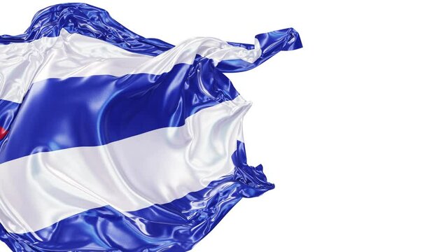 Realistic 3D animation of the national flag of Cuba as fly away opener rendered in UHD with alpha matte
