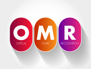 OMR - Optical Mark Recognition acronym, technology concept background