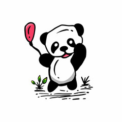 Panda unique vector logo design in color background white