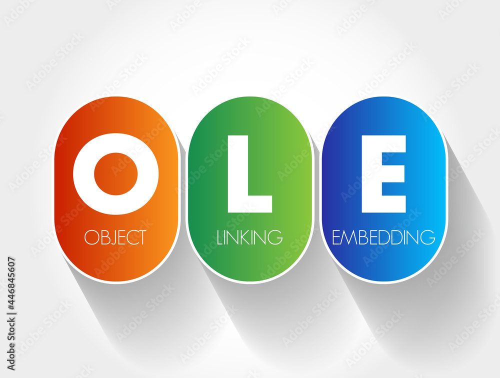 Poster ole - object linking and embedding acronym, technology concept background