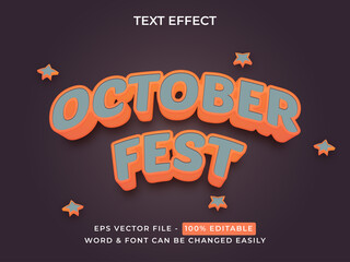 Octoberfest text effect. Editable text font effect vector.