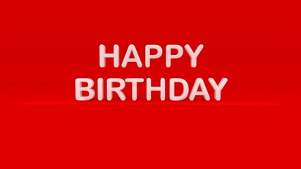 happy birthday 3d text on red background 3d illustration 