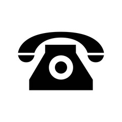 Classic old desk phone solid black icon. Retro or vintage telephone illustration. Isolated on a white background. For app, graphic design, infographic, web, feedback, site, ui, ux, gui. Vector EPS 10